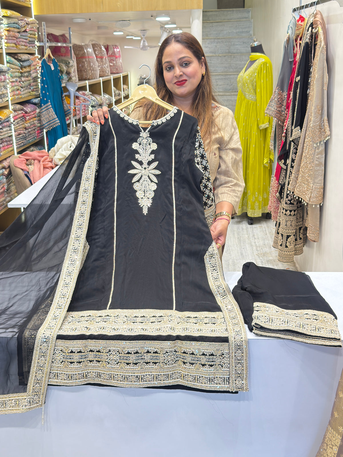 Noir Meher Luxury Partywear Suit Set