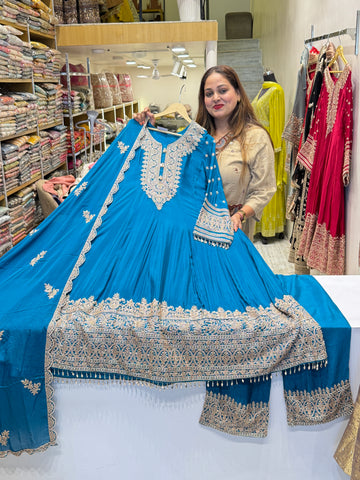 Azure Zehra Luxury Partywear Suit Set