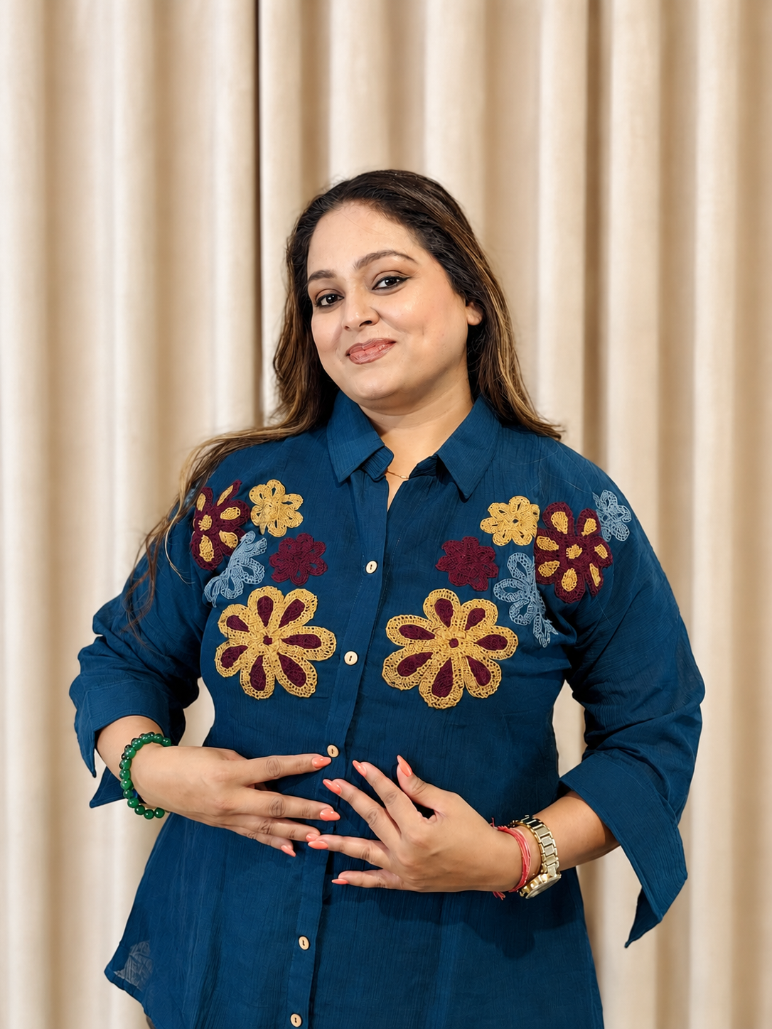 Peacock Bloom Embroidered Cotton Co-ord Set