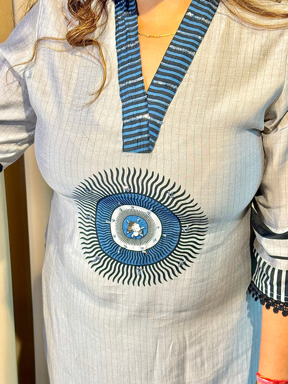 Indigo Geometry Modal Cotton Suit