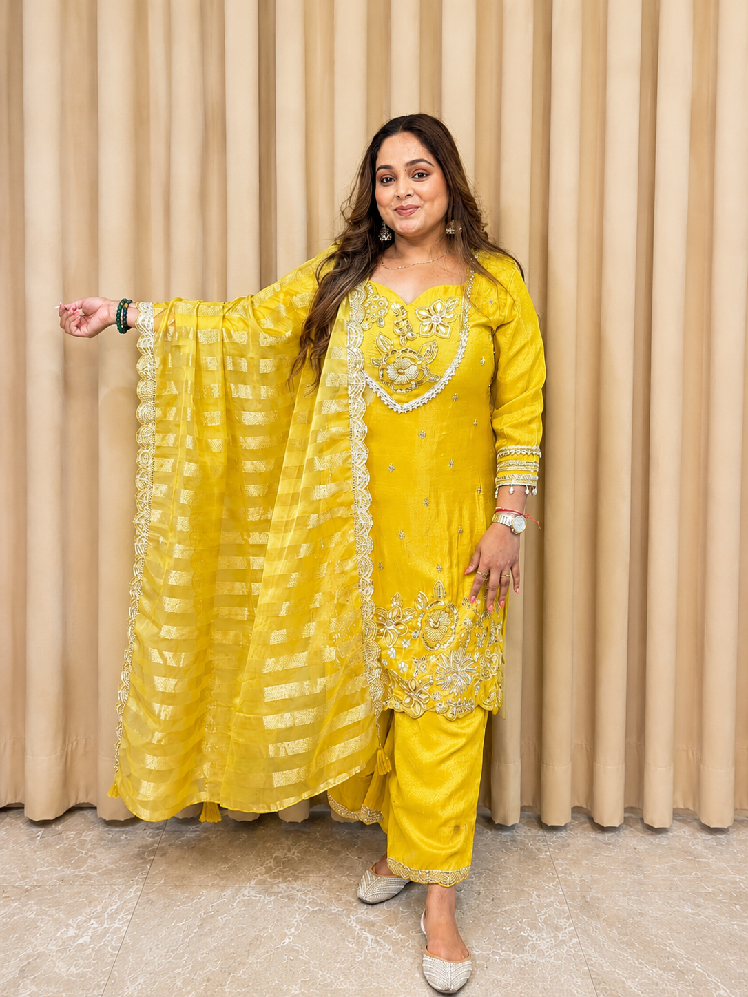 Noor Luxe Pearl Shimmer Party Suit Set