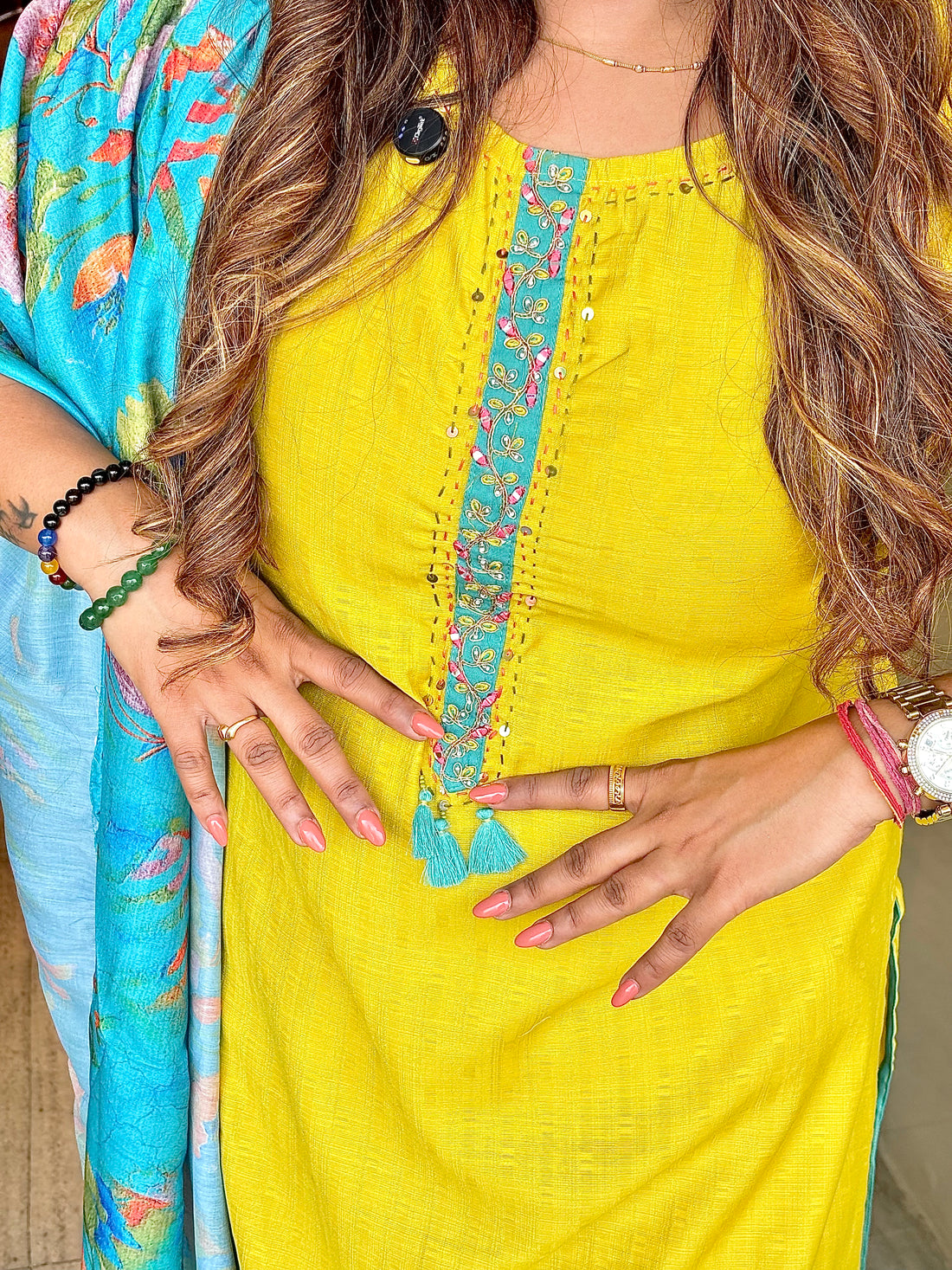Sunray Elegance Rayon Cotton Straight Suit Set