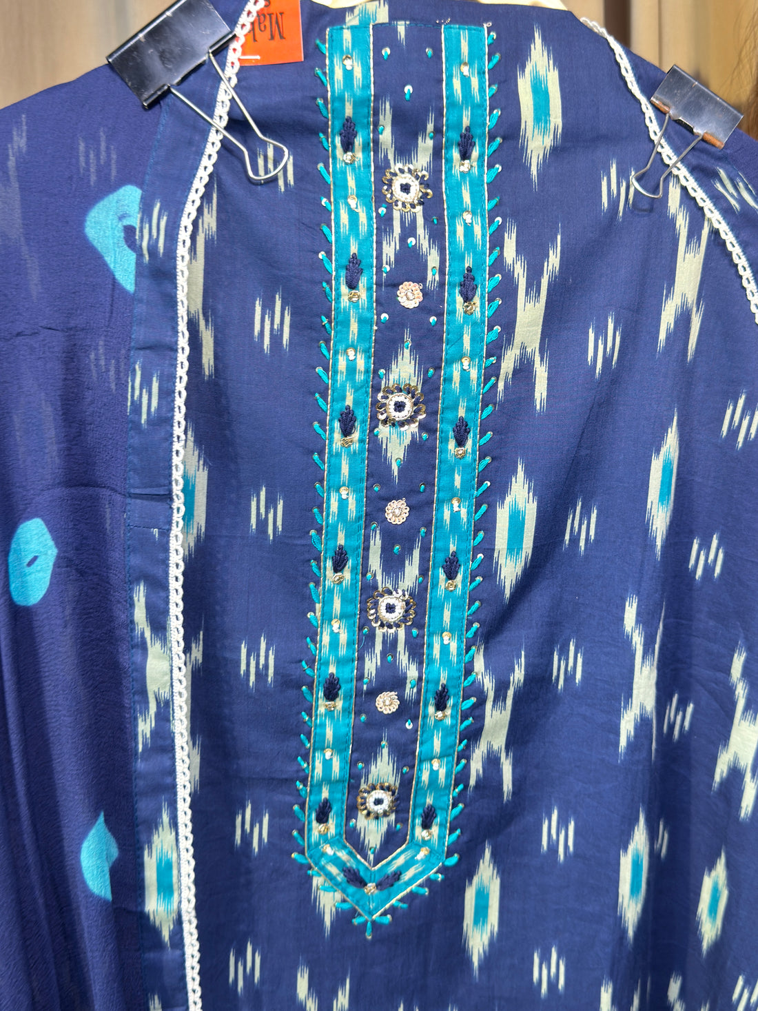 Indigo Heritage Cotton Unstitched Suit Set