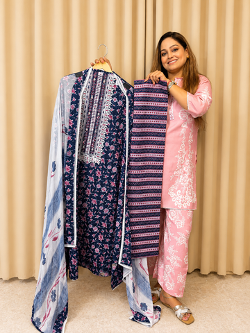Noor Cotton Unstitched Suit Set - 3 Piece
