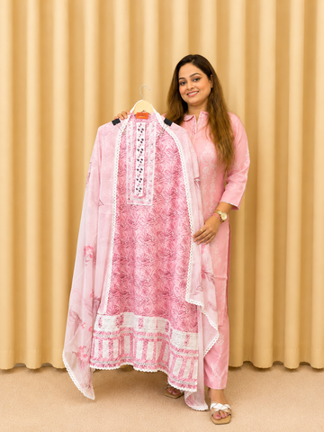 Blush Bloom Cotton Unstitched Suit Set