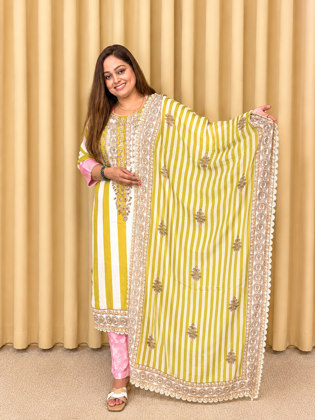 Sunlit Zari Stripe Partywear Suit Set