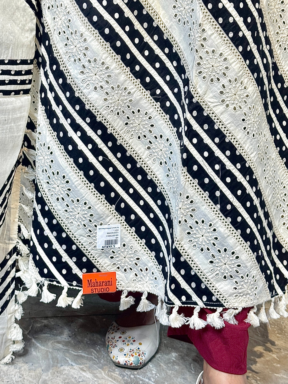 Noir Chikankari Cotton Unstitched Suit Set