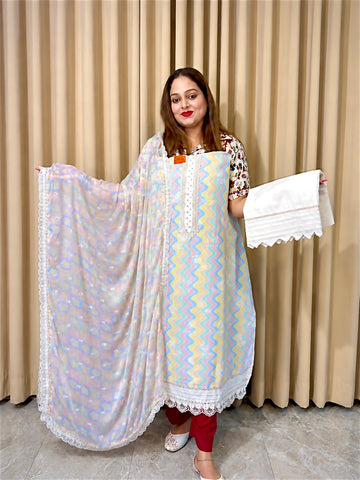 Pastel Grace Cotton Unstitched Suit Set