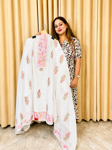 Blush Bloom Cotton Unstitched Suit Set