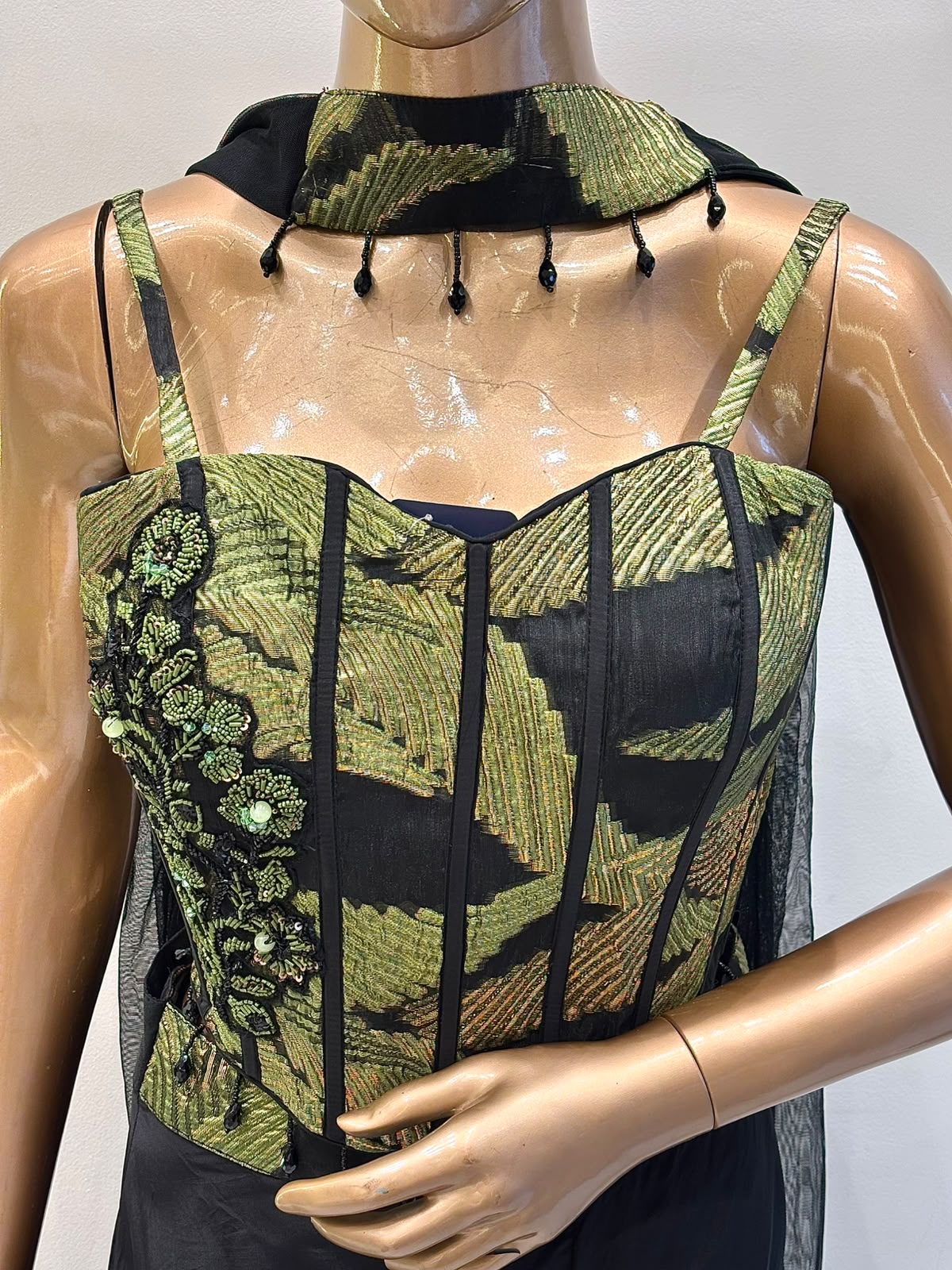 Green & Black Indo-Western Choli Set