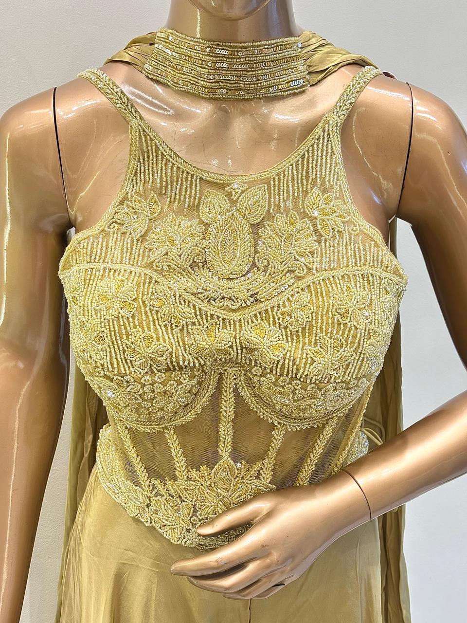 Designer Gold Crop & Divider Indo-Western