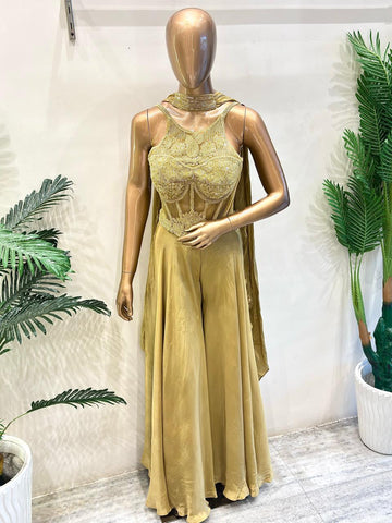 Designer Gold Crop & Divider Indo-Western