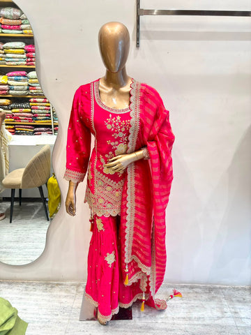 Magenta Gajji Silk Garara Set