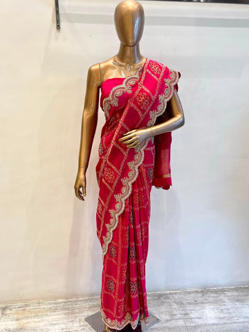 Magenta Handwork Saree