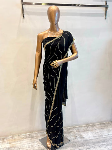 Black Handwork Saree