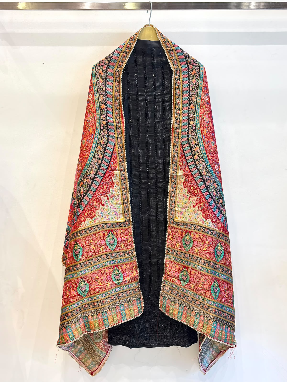 Black Gajji Silk Unstitched Suit