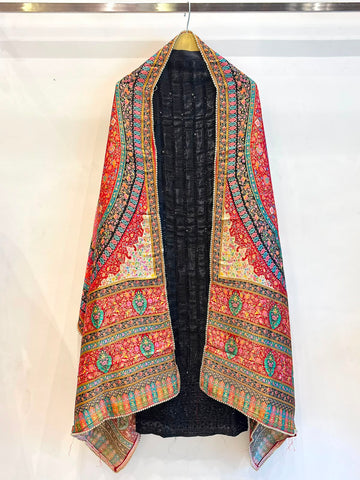 Black Gajji Silk Unstitched Suit