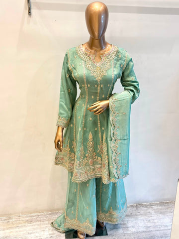 Shimmer Short Anarkali 3-Piece Dress