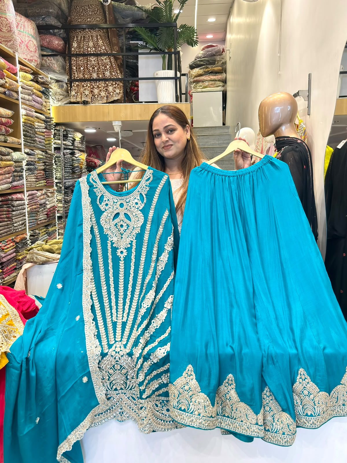 Embroidered Readymade Sharara with Flair