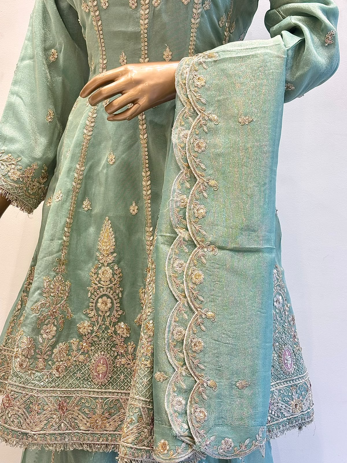 Shimmer Short Anarkali 3-Piece Dress