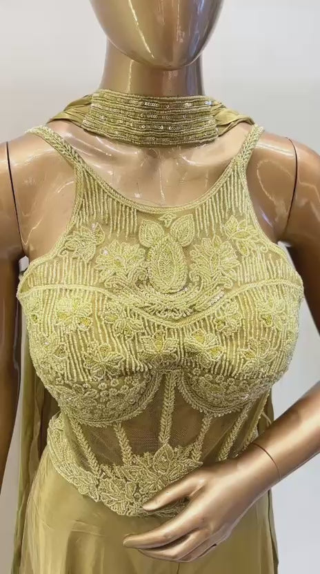 Designer Gold Crop & Divider Indo-Western