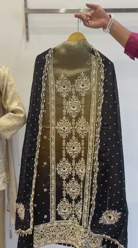 Dual-Shade Gaji Silk Unstitched Suit
