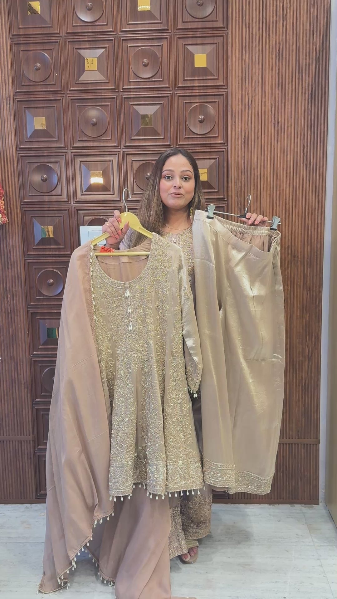 Champagne Pearl Paplum Suit